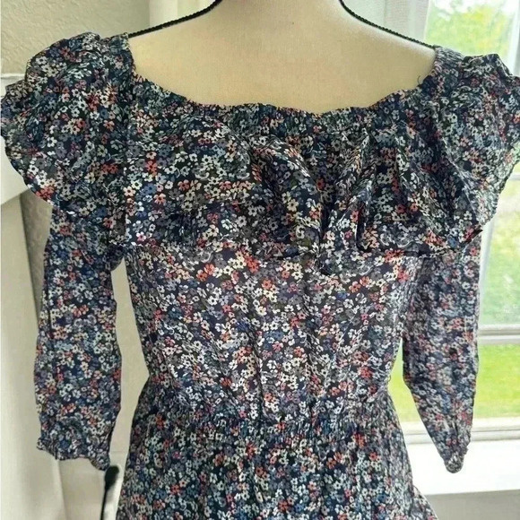 Michael Kors Floral Cotton Lawn Off-the-Shoulder Dress - Picture 4 of 9